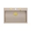 Quadron Marc 110 Zestaw Zlewozmywak granitowy jednokomorowy 76x50 cm + syfon + dozownik + wkładka ociekowa + deska beżowy pearl beige/złoty PVD HQM7650U2_PVDG1 - zdjęcie 5