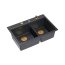 Quadron Marc 120 Zestaw Zlewozmywak granitowy dwukomorowy 76x50 cm + syfon + deska + wkładka ociekowa czarny black diamond/miedziany PVD HQC7650U8_PVDC1 - zdjęcie 2