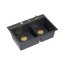 Quadron Marc 120 Zestaw Zlewozmywak granitowy dwukomorowy 76x50 cm + syfon + dozownik + deska + wkładka ociekowa czarny black diamond/złoty PVD HQC7650U8_PVDG1 - zdjęcie 2