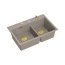Quadron Marc 120 Zestaw Zlewozmywak granitowy dwukomorowy 76x50 cm + syfon + dozownik + deska + wkładka ociekowa beżowy soft taupe/złoty PVD HQC7650U4_PVDG1 - zdjęcie 2
