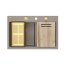Quadron Marc 120 Zestaw Zlewozmywak granitowy dwukomorowy 76x50 cm + syfon + dozownik + deska + wkładka ociekowa beżowy soft taupe/złoty PVD HQC7650U4_PVDG1 - zdjęcie 5