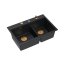 Quadron Marc 120 Zestaw Zlewozmywak granitowy dwukomorowy 76x50 cm + syfon + dozownik + deska + wkładka ociekowa czarny pure carbon/miedziany PVD HQC7650U7_PVDC1 - zdjęcie 2