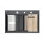 Quadron Marc 120 Zestaw Zlewozmywak granitowy dwukomorowy 76x50 cm + syfon + dozownik + deska + wkładka ociekowa + qmata czarny black diamond/stalowy HQC7650U8_BS - zdjęcie 2
