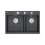 Quadron Marc 120 Zestaw Zlewozmywak granitowy dwukomorowy 76x50 cm + syfon + dozownik + deska + wkładka ociekowa + qmata czarny black diamond/stalowy HQC7650U8_BS - zdjęcie 6