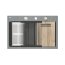 Quadron Marc 120 Zestaw Zlewozmywak granitowy dwukomorowy 76x50 cm + syfon + dozownik + deska + wkładka ociekowa + qmata szary silver stone/stalowy HQC7650U5_BS - zdjęcie 4