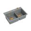 Quadron Marc 120 Zestaw Zlewozmywak granitowy dwukomorowy 76x50 cm + syfon + dozownik + deska + wkładka ociekowa szary silver stone/miedziany PVD HQC7650U5_PVDC1 - zdjęcie 2