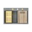Quadron Marc 120 Zestaw Zlewozmywak granitowy dwukomorowy 76x50 cm + syfon + dozownik + deska + wkładka ociekowa szary silver stone/złoty PVD HQC7650U5_PVDG1 - zdjęcie 4