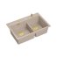Quadron Marc 120 Zestaw Zlewozmywak granitowy dwukomorowy 76x50 cm + syfon + dozownik + deska + wkładka ociekowa beżowy pearl beige/złoty PVD HQC7650U2_PVDG1 - zdjęcie 2