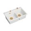 Quadron Marc 120 Zestaw Zlewozmywak granitowy dwukomorowy 76x50 cm + syfon + dozownik + deska + wkładka ociekowa biały snow white/miedziany PVD HQC7650U1_PVDC1 - zdjęcie 2