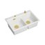 Quadron Marc 120 Zestaw Zlewozmywak granitowy dwukomorowy 76x50 cm + syfon + dozownik + deska + wkładka ociekowa biały snow white/złoty PVD HQC7650U1_PVDG1 - zdjęcie 2
