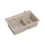 Quadron Marc 120 Zestaw Zlewozmywak granitowy dwukomorowy 76x50 cm + syfon + dozownik + deska + wkładka ociekowa + qmata beżowy pearl beige/stalowy HQC7650U2_BS - zdjęcie 2