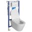 Sapho Avva Cleanwash Zestaw toaleta WC myjąca bez kołnierza + deska wolnoopadająca + stelaż podtynkowy WC +  przycisk WC biały 100315-SET5 - zdjęcie 1