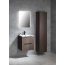 Sapho Cirasa Zestaw Szafka podumywalkowa 48x38,9x55,5 cm + uchwyt + umywalka meblowa 50x40 cm + bateria umywalkowa + lustro z oświetleniem LED 80x60 cm + słupek boczny 35x32x172 cm sosna rustykalna/czarny mat/biały KSET-032 - zdjęcie 1