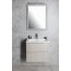 Sapho Cirasa Zestaw Szafka podumywalkowa 58x40x55 cm + umywalka meblowa 60x40 cm + bateria umywalkowa + lustro 80x60 cm + oświetlenie LED dąb srebrny/biały/chrom KSET-052 - zdjęcie 2