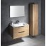 Sapho Cirasa Zestaw Szafka podumywalkowa 79,8x45,9x52 cm + uchwyt + umywalka meblowa 81x46,5 cm + bateria umywalkowa + lustro z oświetleniem LED 80x60 cm + słupek boczny 35x32x172 cm dąb Alabama/czarny mat/biały KSET-031 - zdjęcie 1