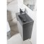 Sapho Crest L Umywalka wisząca 40x22 cm prawa betonowa z korkiem czarny granit AR403 - zdjęcie 5