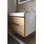 Sapho Mediena 80 Zestaw Szafka podumywalkowa 76x49x51 cm + słupek boczny 40x20x138 cm + lustro z oświetleniem LED 80x60 cm biały mat/dąb neutral KSET-045 - zdjęcie 7