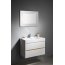 Sapho Odetta 85 Zestaw Szafka podumywalkowa 82x43,5x50 cm + umywalka meblowa 83x44 cm + listwa dekoracyjna + lustro 80x60 cm biały/biały połysk/złoty mat KSET-054 - zdjęcie 1
