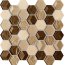 Tubądzin Elements Drops stone brown hex Mozaika ścienna 30x29,8x0,6 cm, brązowa mat, połyskTUBMSELEDROSTOBROHEX3029806 - zdjęcie 1