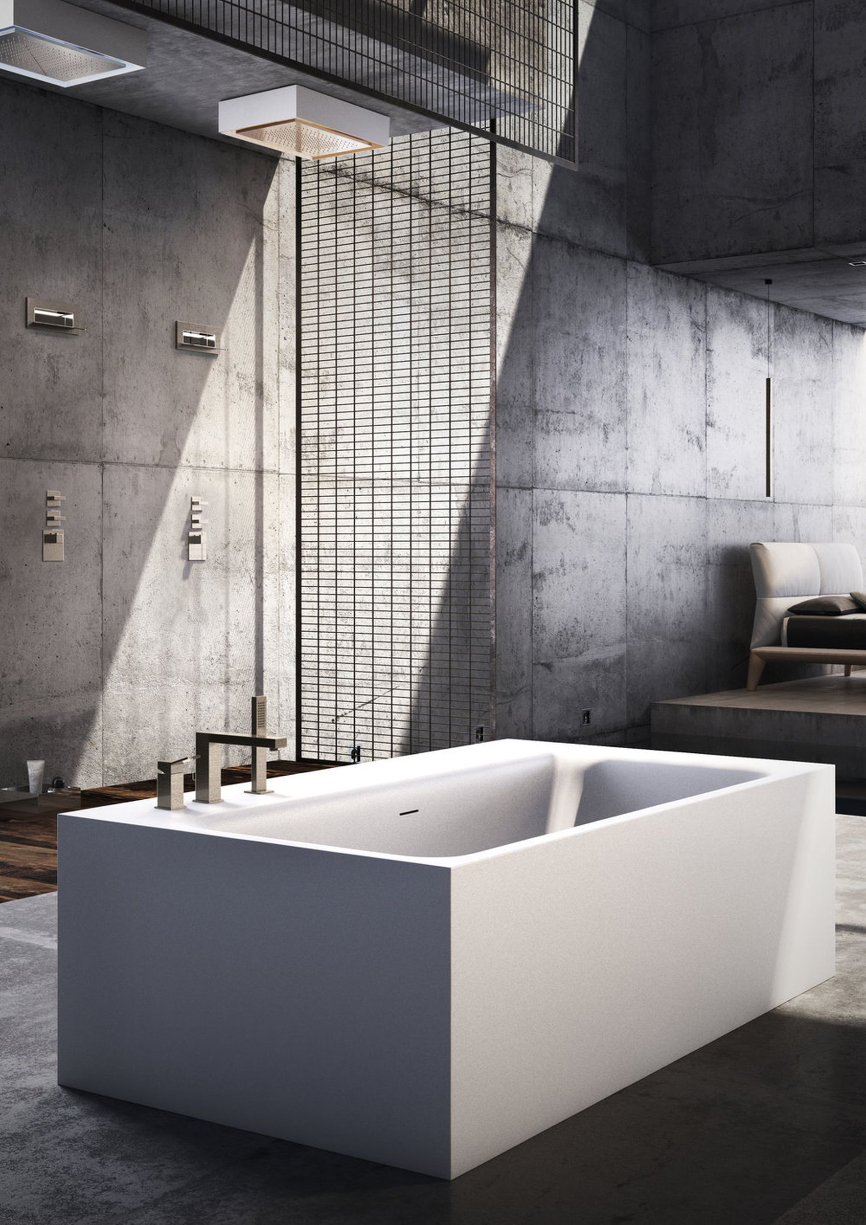 Gessi Rettangolo Bateria Wannowa 3 otworwa z wylewka wannnowa Gessi Armatura Łazienkowa Bateria do wanny - lazienkarium.pl Gessi Rettangolo K – armatura łazienkowa jako dzieło sztuki