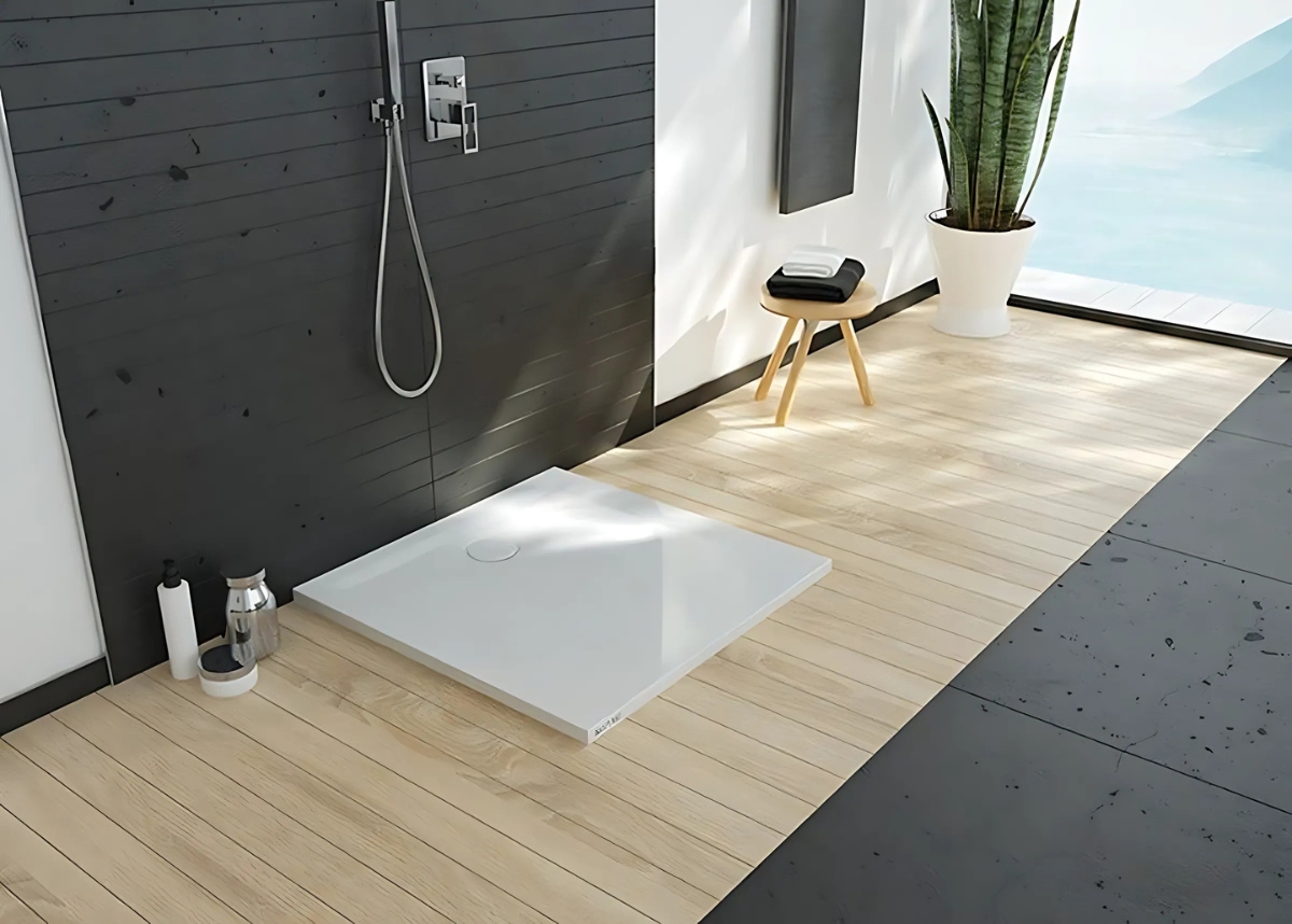 Sanplast Space Mineral Brodzik konglomeratowy 90x90 biały