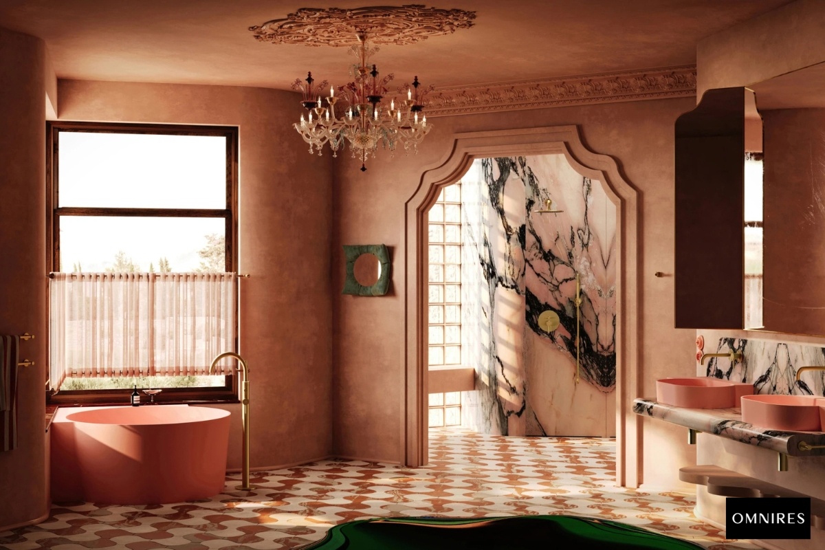 OMNIRES Y Bateria wannowa wolnostojąca mosiądz szczotkowany