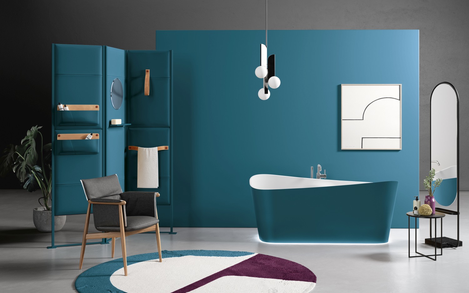 turkusowa łazienka, kolory do łazienki 2022, trendy łazienkowe kolory