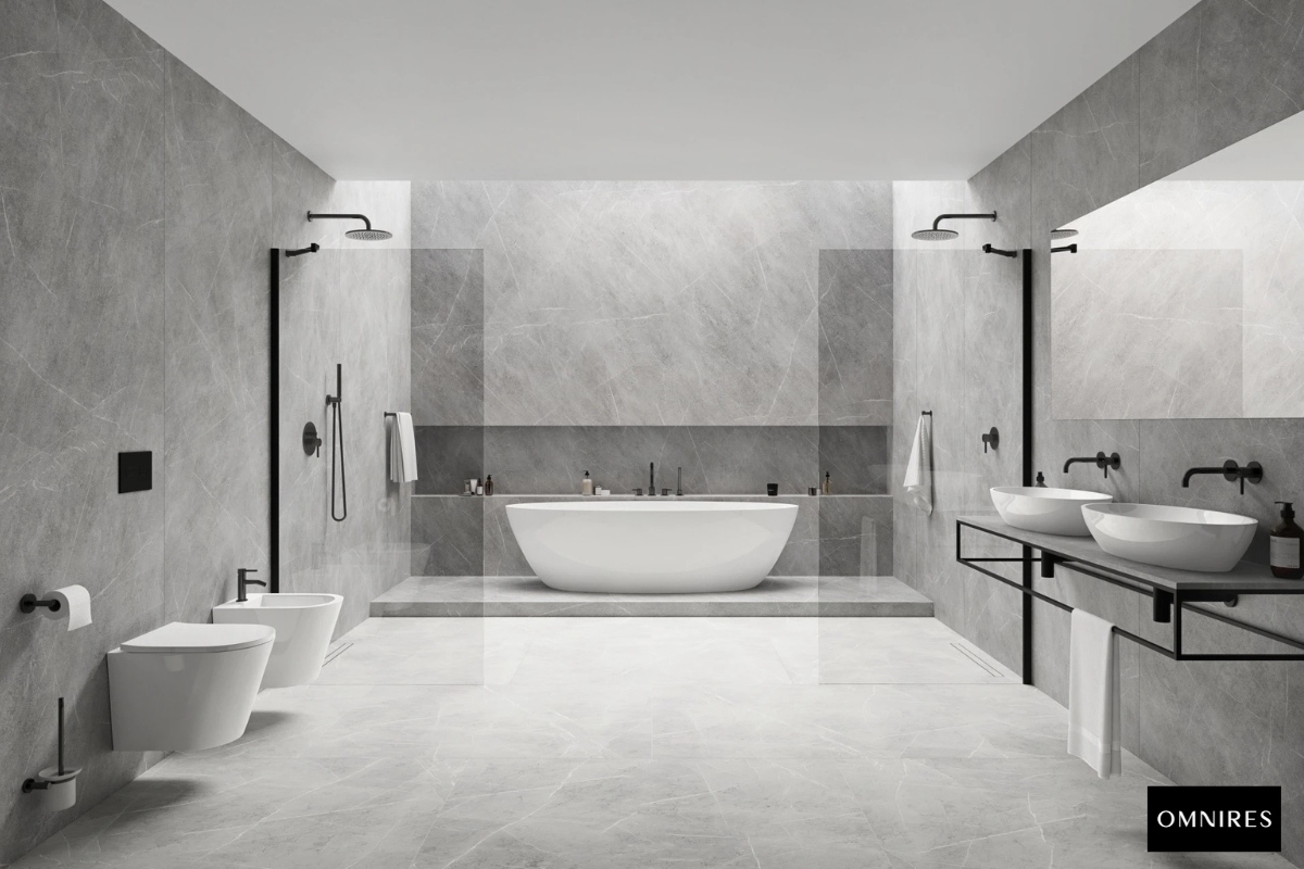 OMNIRES Y Bateria Wannowa 4-otworowa czarny półmat