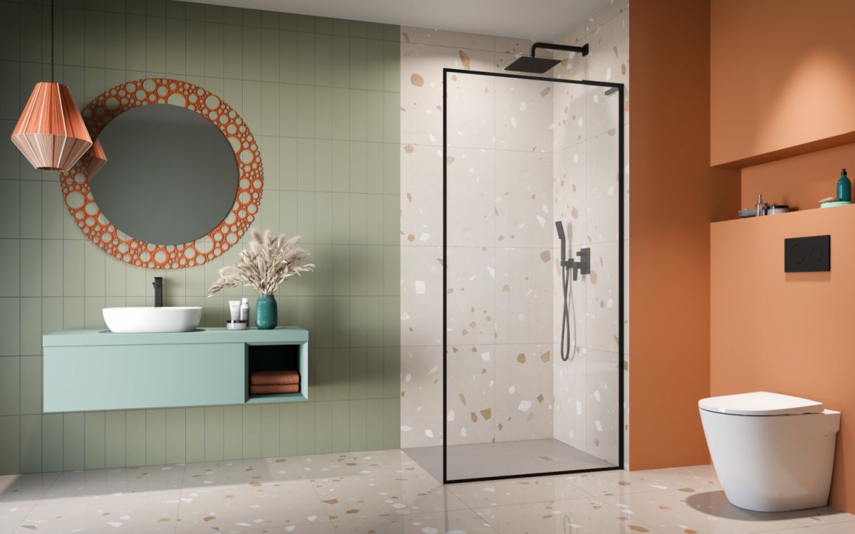 Łazienka z czarnymi dodatakmi - www.Łazienkarium.pl łazienka z czarnymi dodatkami, biała łazienka z drewnem i czarnymi dodatkami, ciemna łazienka inspiracje, łazienka szaro-czarna, mała czarna łazienka