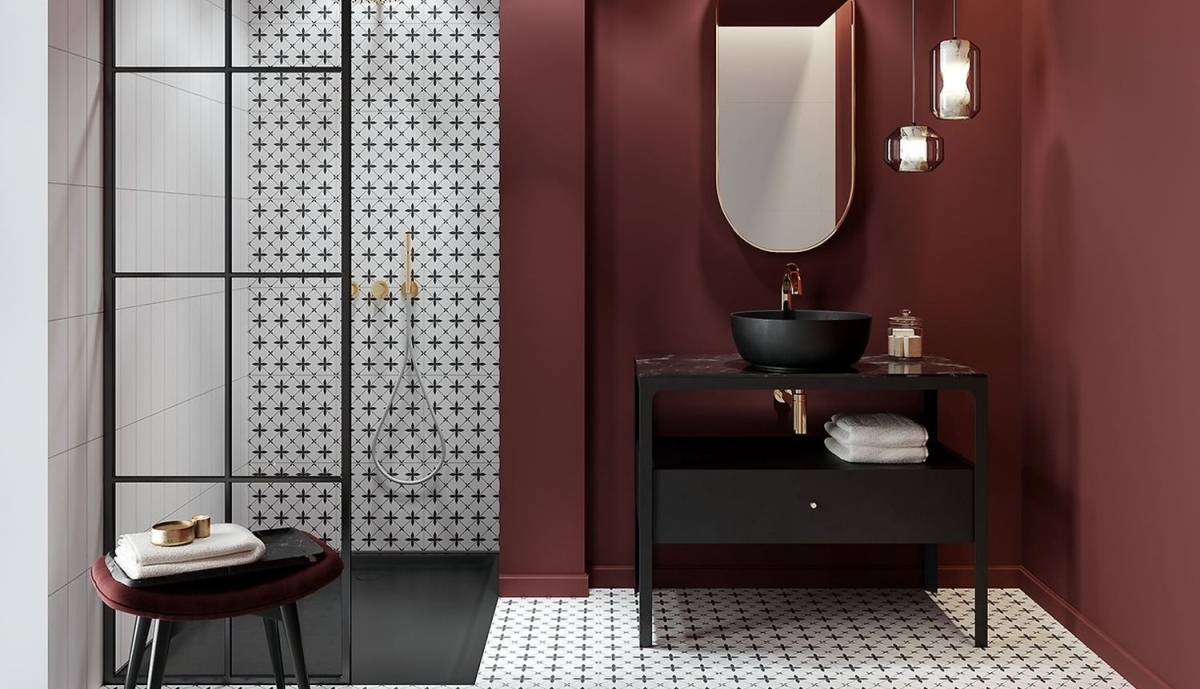 Łazienka z czarnymi dodatakmi - www.Łazienkarium.pl łazienka z czarnymi dodatkami, biała łazienka z drewnem i czarnymi dodatkami, ciemna łazienka inspiracje, łazienka szaro-czarna, mała czarna łazienka