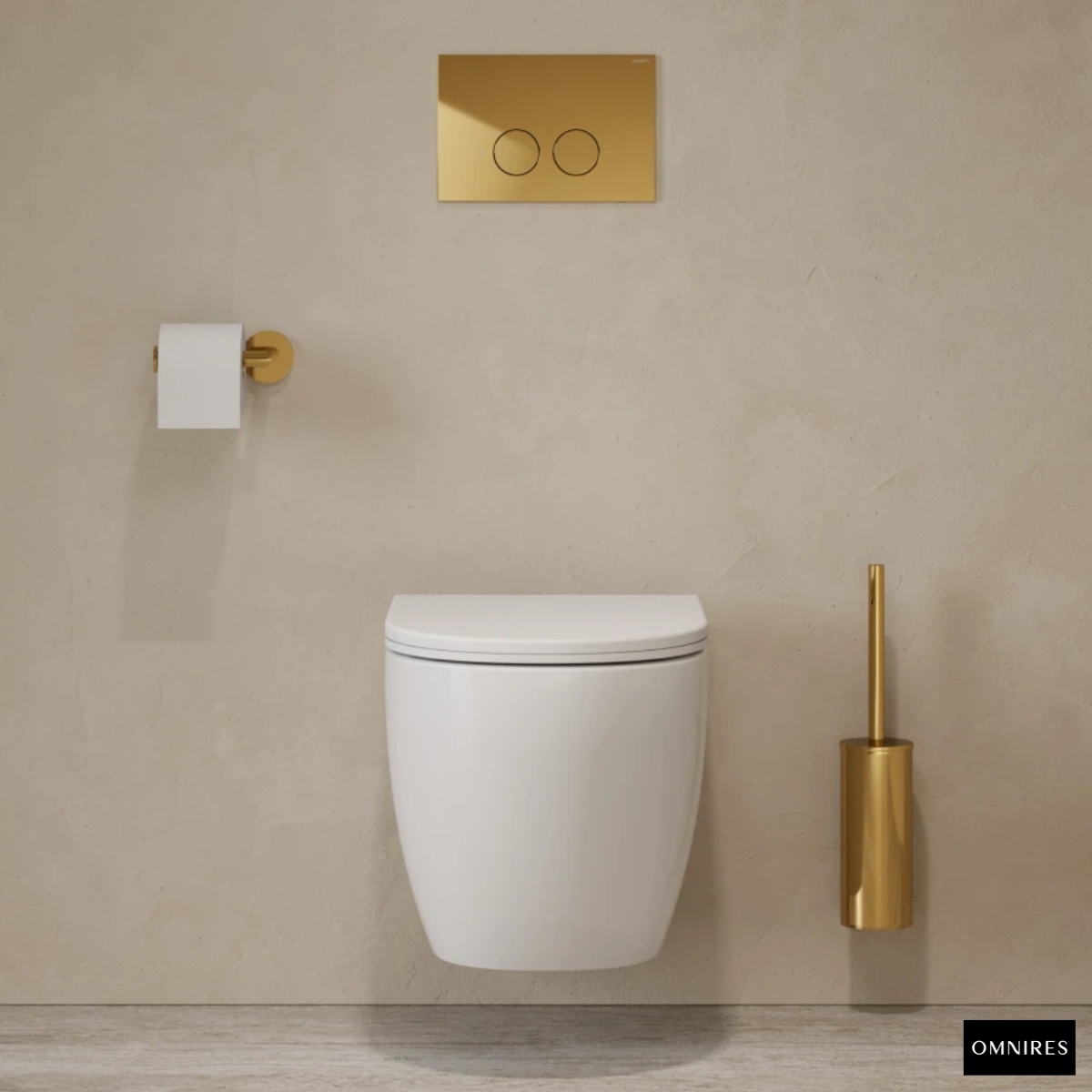 OMNIRES FLUSH SET Stelaż WC STRONGFRAME z przyciskiem MINIMAL złoty połysk
