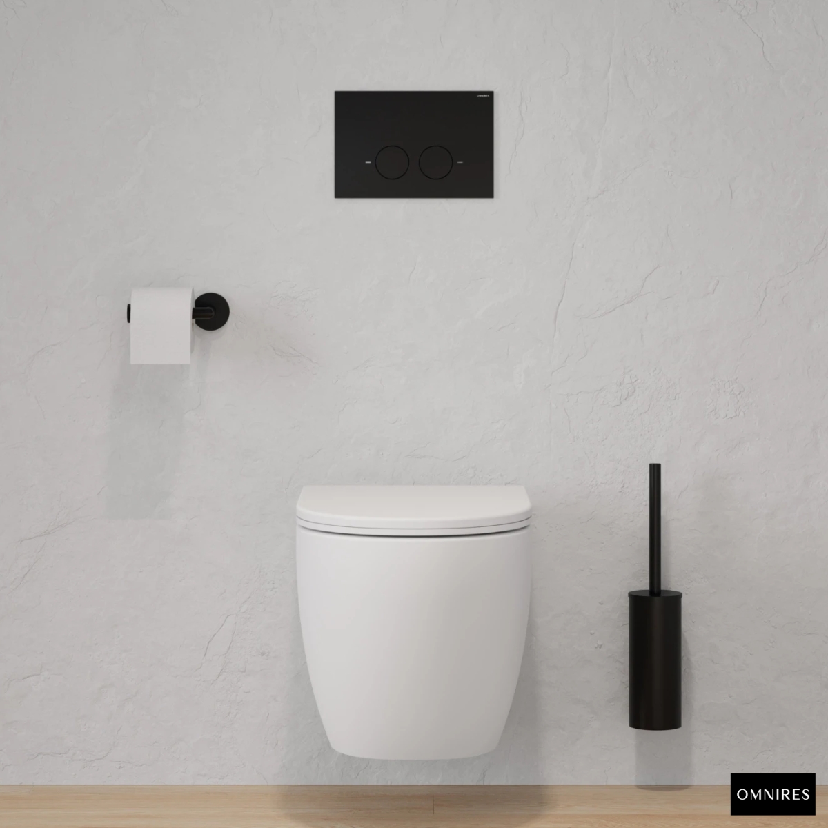 OMNIRES FLUSH SET Zestaw Stelaż podtynkowym STRONGFRAME z przyciskiem czarnym mat