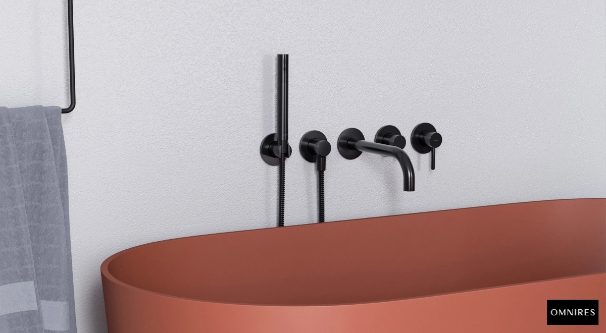 OMNIRES Y Bateria wannowa podtynkowa czarny półmat