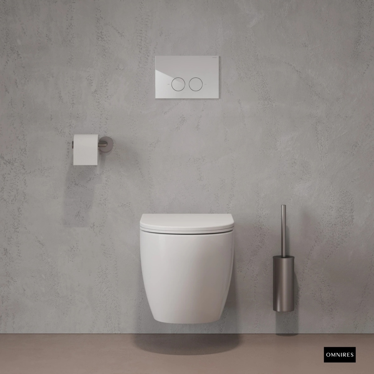 OMNIRES FLUSH SET Stelaż podtynkowy STRONGFRAME z przyciskiem biały połysk oraz toaletą bez kołnierza białą