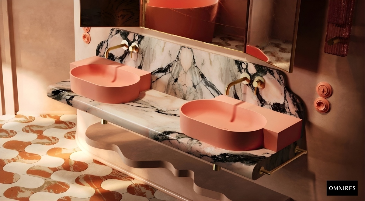 OMNIRES OVO M+ Umywalka nablatowa różowa