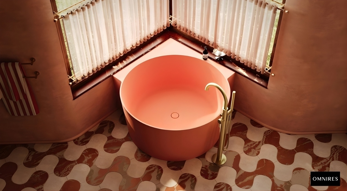 OMNIRES OVO M+ Wanna narożna różowa