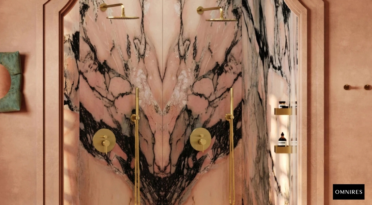 OMNIRES Y Zestaw prysznicowy z deszczownicą mosiądz szczotkowany