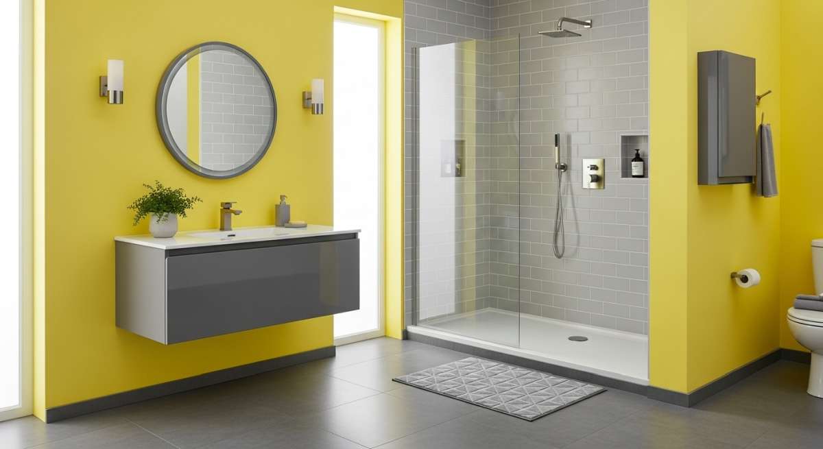 żółte ściany w łazience