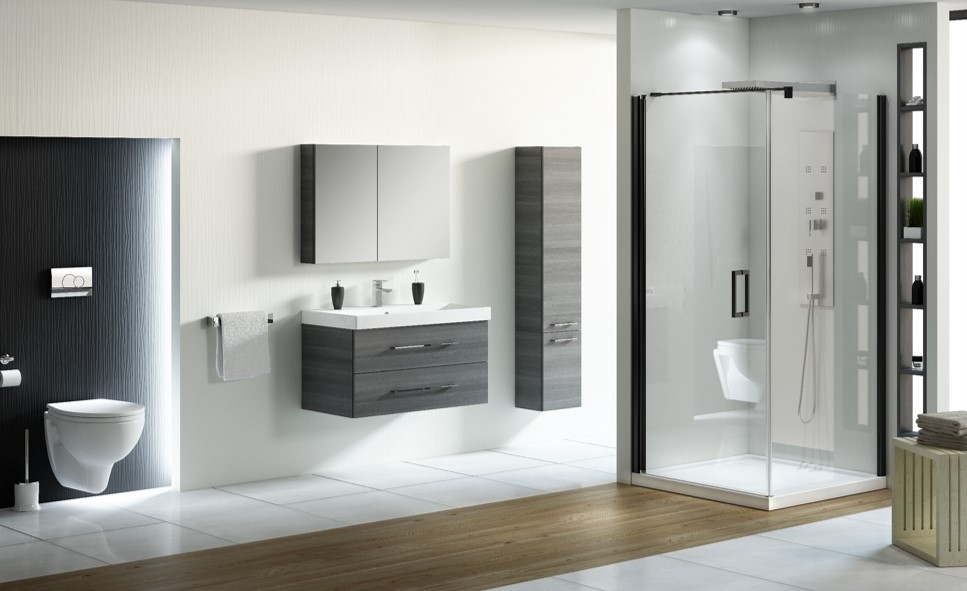 new trendy negra kabina prysznicowa, kabina prysznicowa aranżacje łazienki, kabina prysznicowa czarna zdjęcia